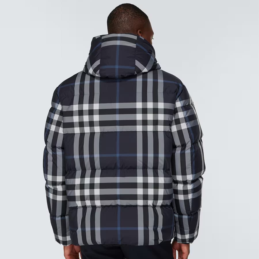 버버리 남성 디테처블 슬리브 후드 나이트 체크 패딩 자켓 (네이비) 8059212