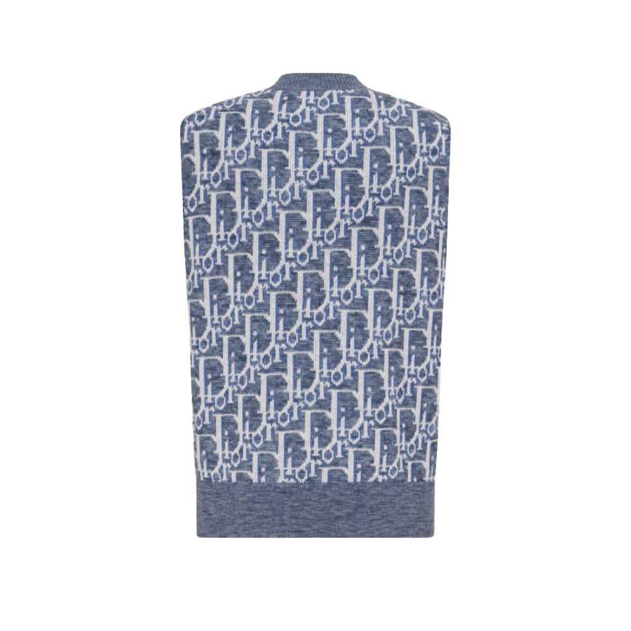 디올 남성 울 자카드 오블리크 니트 베스트 (블루화이트) 393M662AT662 C580