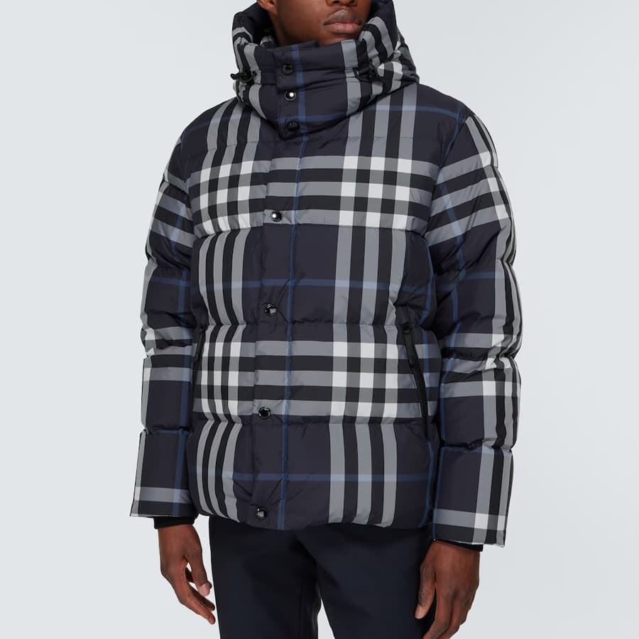 버버리 남성 디테처블 슬리브 후드 나이트 체크 패딩 자켓 (네이비) 8059212